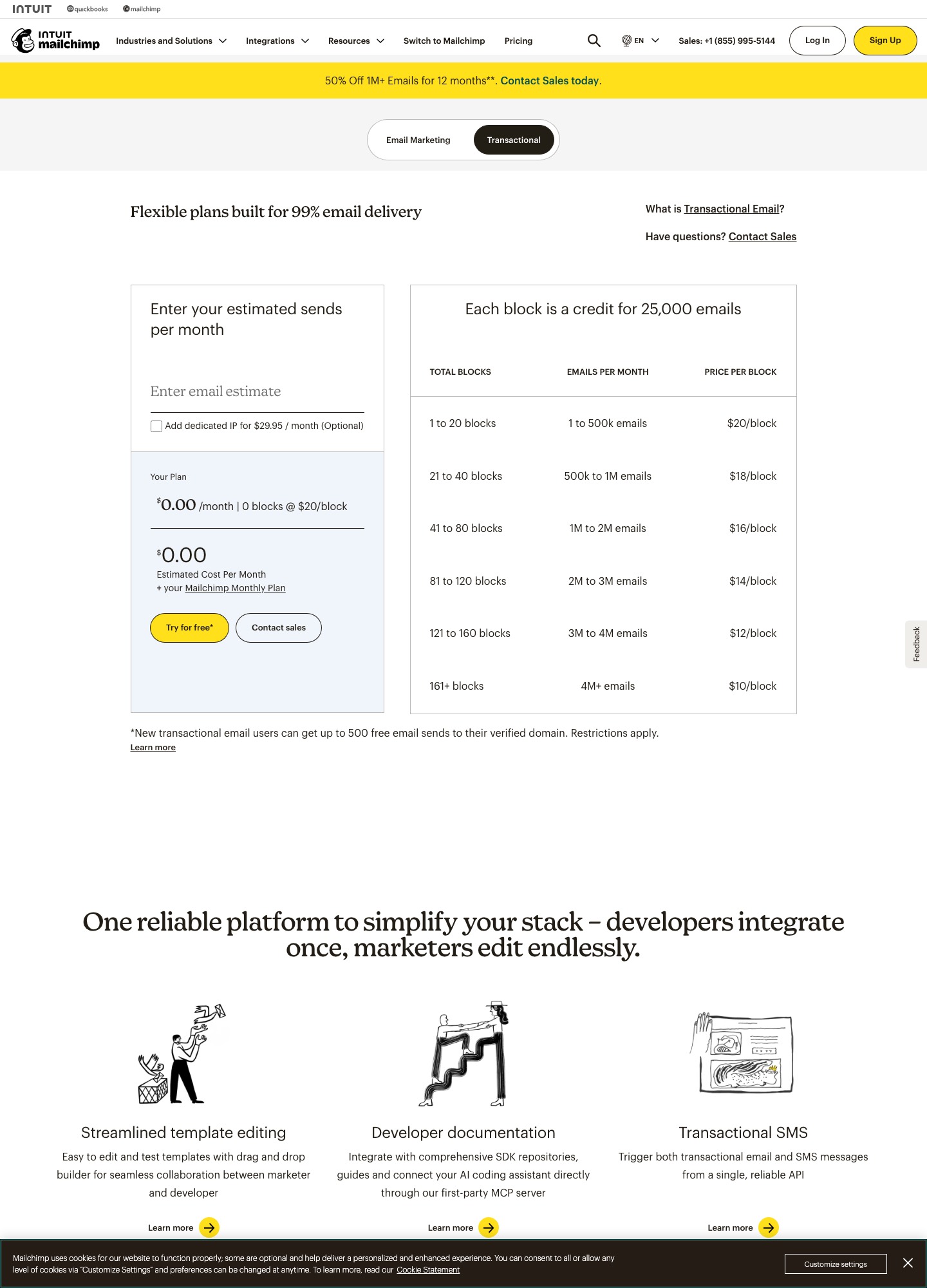 Mandrill pricing page, captured Oct 2026